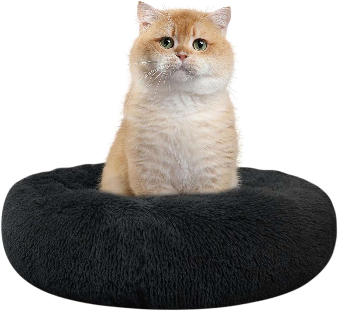 Dog Bed for Small Medium Large Dogs Cats, 20 Inch Calming Washable-Round Cozy Soft Pet Bed for Puppy and Kitten with Slip-Resistant Bottom