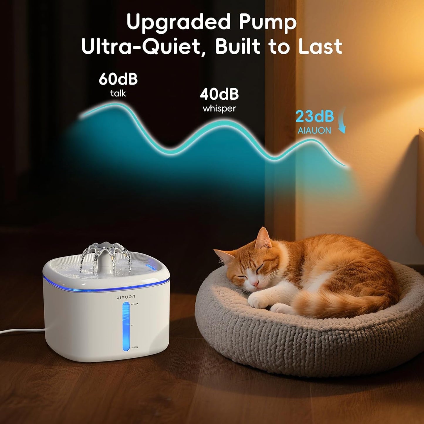 Cat Water Fountain,2.5L/84Oz Pet Cat Fountain – Ultra Quiet Upgraded Automatic Pet Water Dispenser with 3 Replaceable Filters, Indoor Cat & Dog Drinking Bowl (W01Pro)