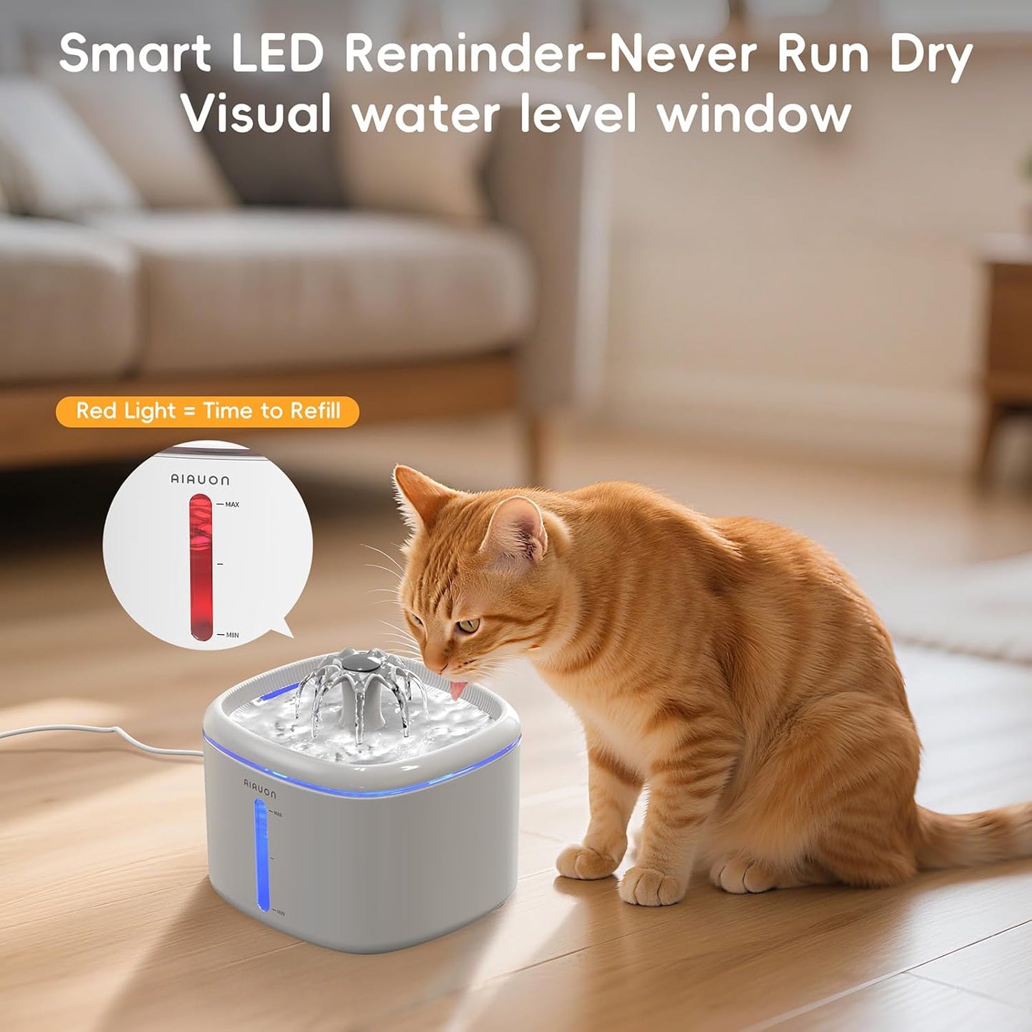 Cat Water Fountain,2.5L/84Oz Pet Cat Fountain – Ultra Quiet Upgraded Automatic Pet Water Dispenser with 3 Replaceable Filters, Indoor Cat & Dog Drinking Bowl (W01Pro)