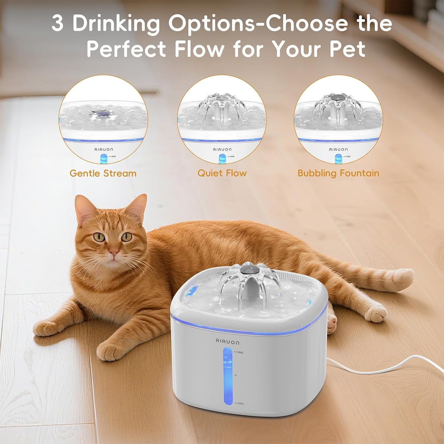 Cat Water Fountain,2.5L/84Oz Pet Cat Fountain – Ultra Quiet Upgraded Automatic Pet Water Dispenser with 3 Replaceable Filters, Indoor Cat & Dog Drinking Bowl (W01Pro)