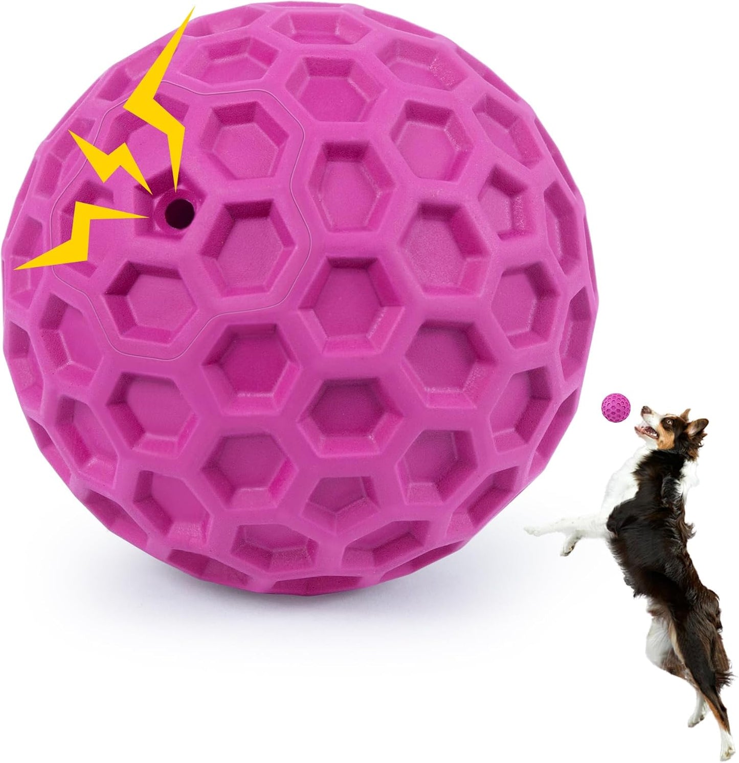 Indestructible Squeaky Dog Ball, Relieves Anxiety, Cleans Teeth, Interactive Chew Toy for Aggressive Chewers, Dog Toy for Large Breeds, Outdoor Waterproof