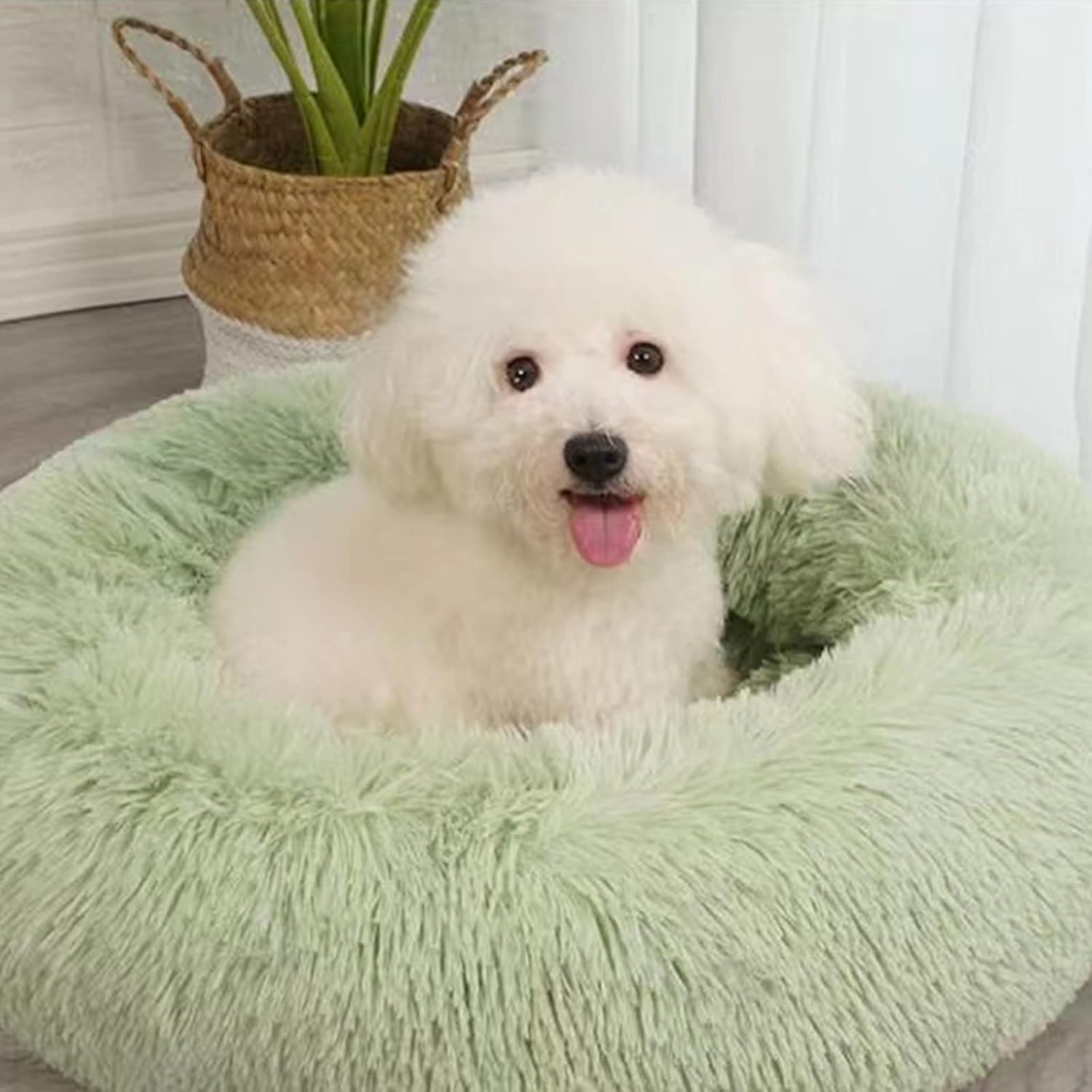 Dog Bed for Small Medium Large Dogs Cats, 20 Inch Calming Washable-Round Cozy Soft Pet Bed for Puppy and Kitten with Slip-Resistant Bottom