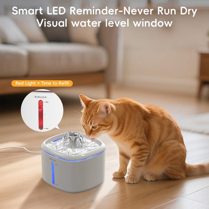 Cat Water Fountain，2.5L/84Oz Pet Cat Fountain – Ultra Quiet Upgraded Automatic Pet Water Dispenser with 3 Replaceable Filters, Indoor Cat & Dog Drinking Bowl (W01Pro)